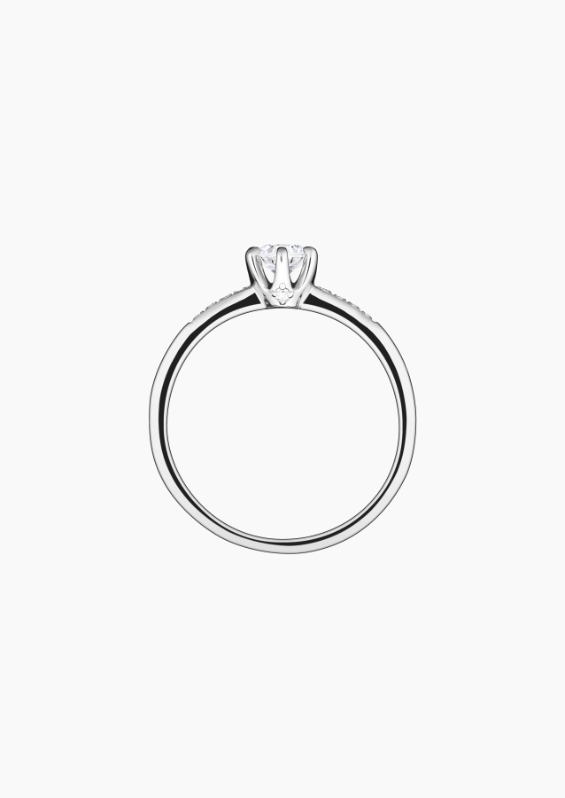 Achille solitaire ring, engagement ring in 18k white gold and diamonds – Maison Lepage, French jeweler and designer since 1922.