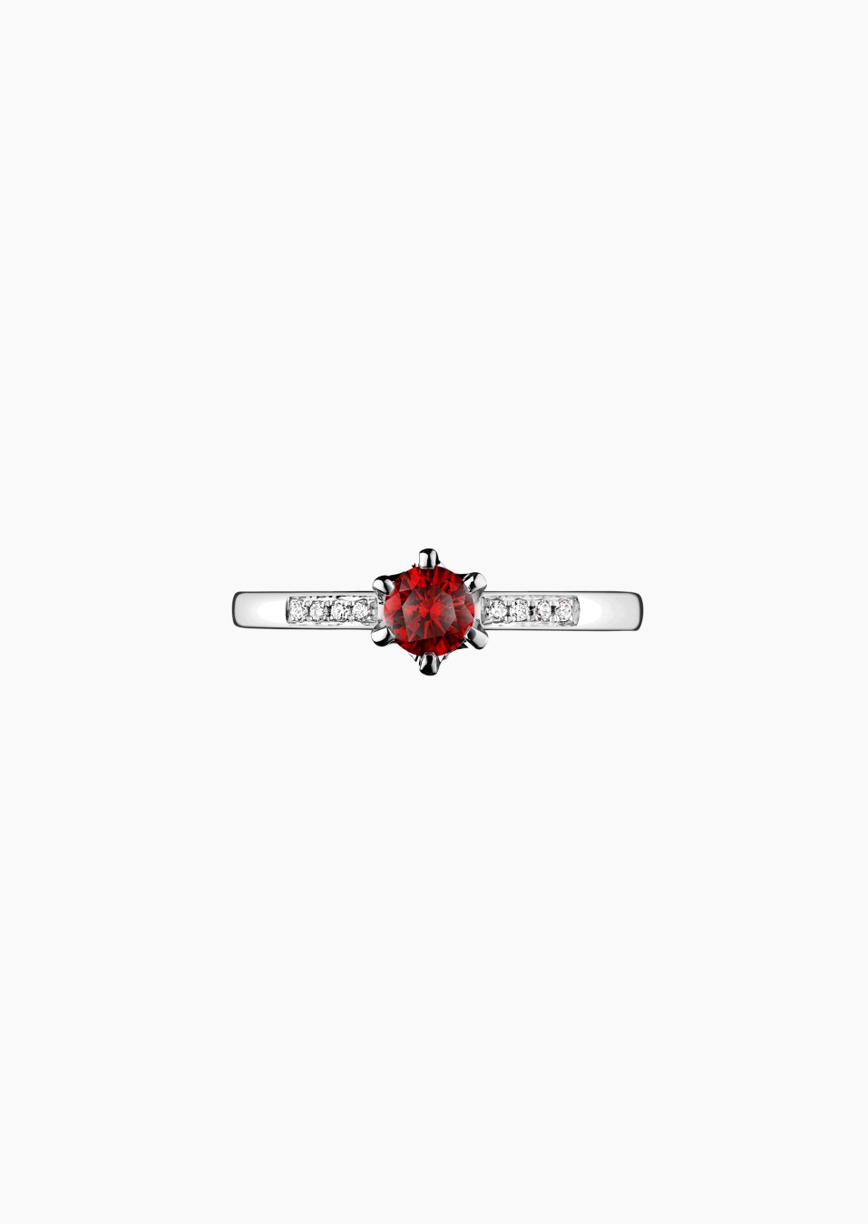 Achille solitaire ring, in 18k white gold with ruby and diamond – Maison Lepage, French jeweler and designer since 1922.