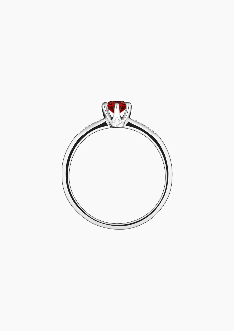 Achille solitaire ring, in 18k white gold with ruby and diamond – Maison Lepage, French jeweler and designer since 1922.