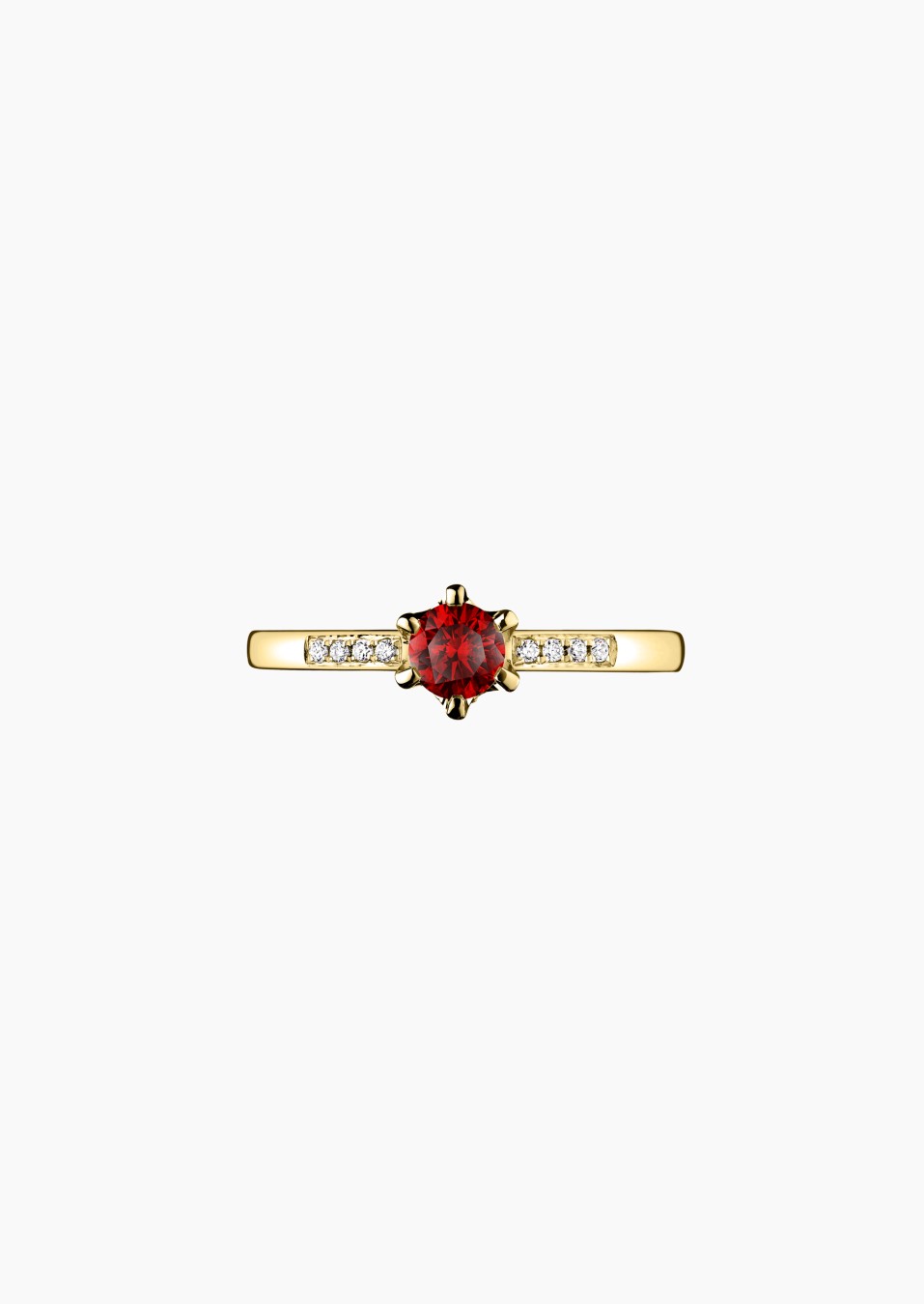 Achille solitaire ring, in 18k yellow gold with ruby and diamond – Maison Lepage, French jeweler and designer since 1922.
