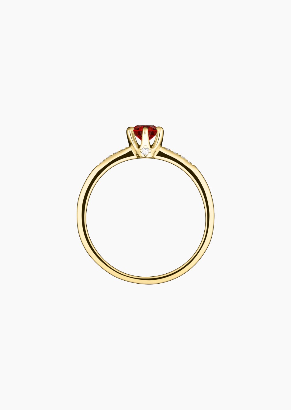 Achille solitaire ring, in 18k yellow gold with ruby and diamond – Maison Lepage, French jeweler and designer since 1922.