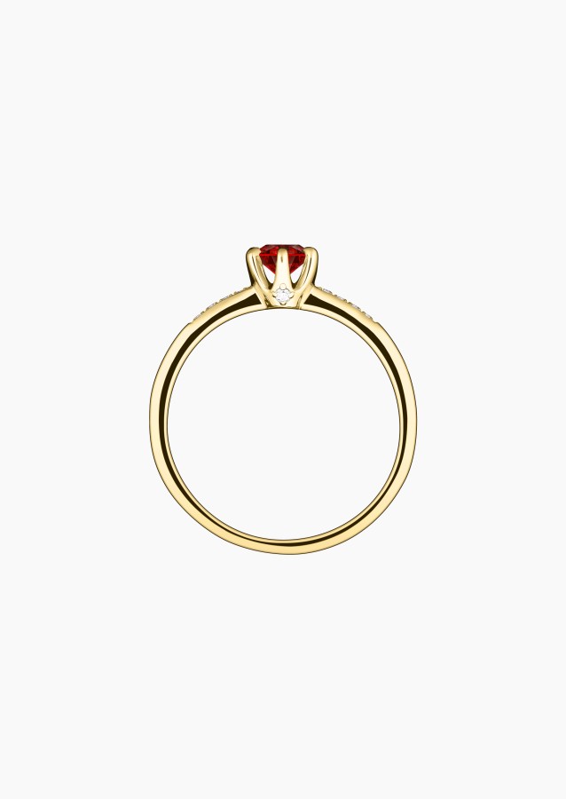 Achille solitaire ring, in 18k yellow gold with ruby and diamond – Maison Lepage, French jeweler and designer since 1922.