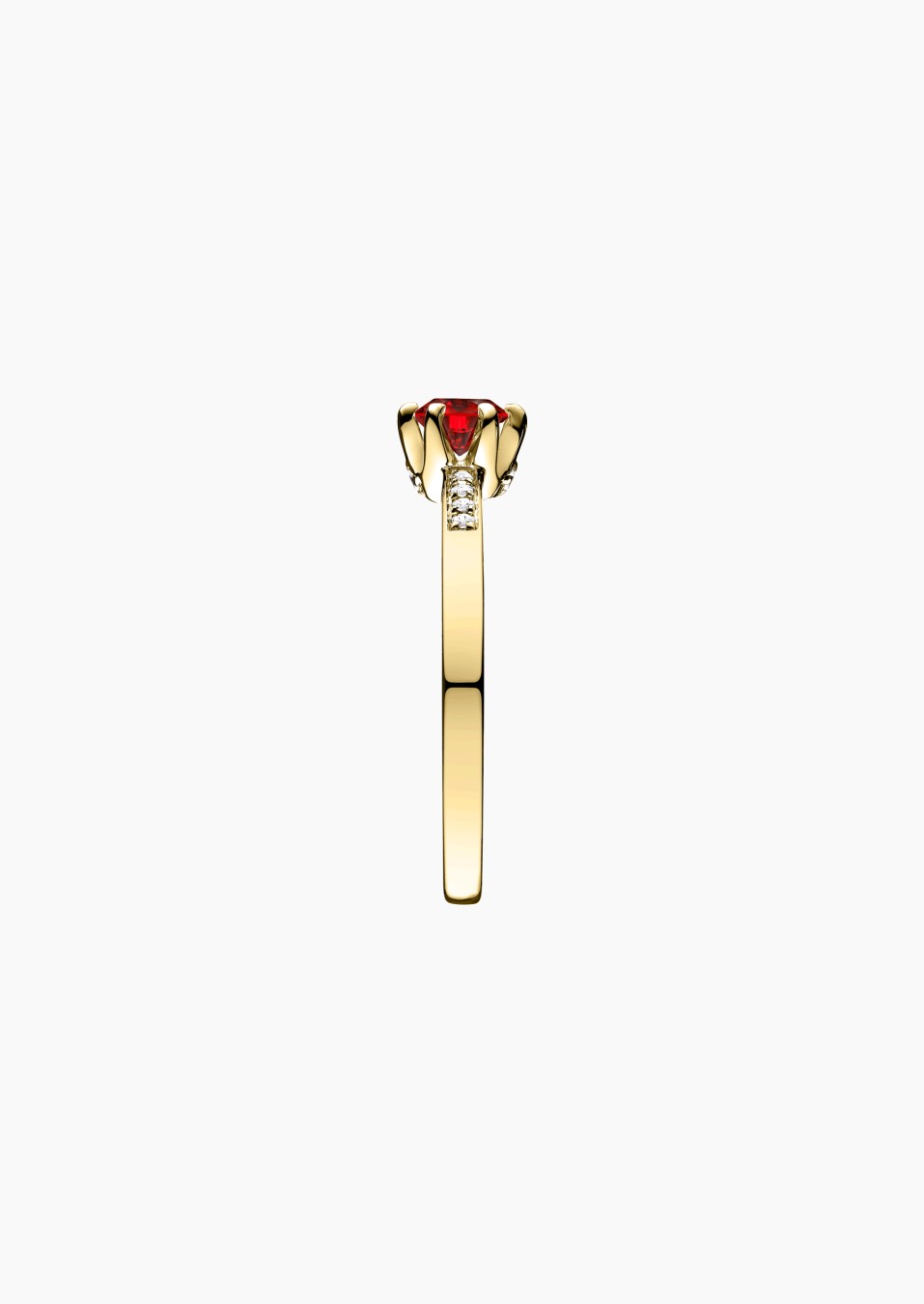 Achille solitaire ring, in 18k yellow gold with ruby and diamond – Maison Lepage, French jeweler and designer since 1922.