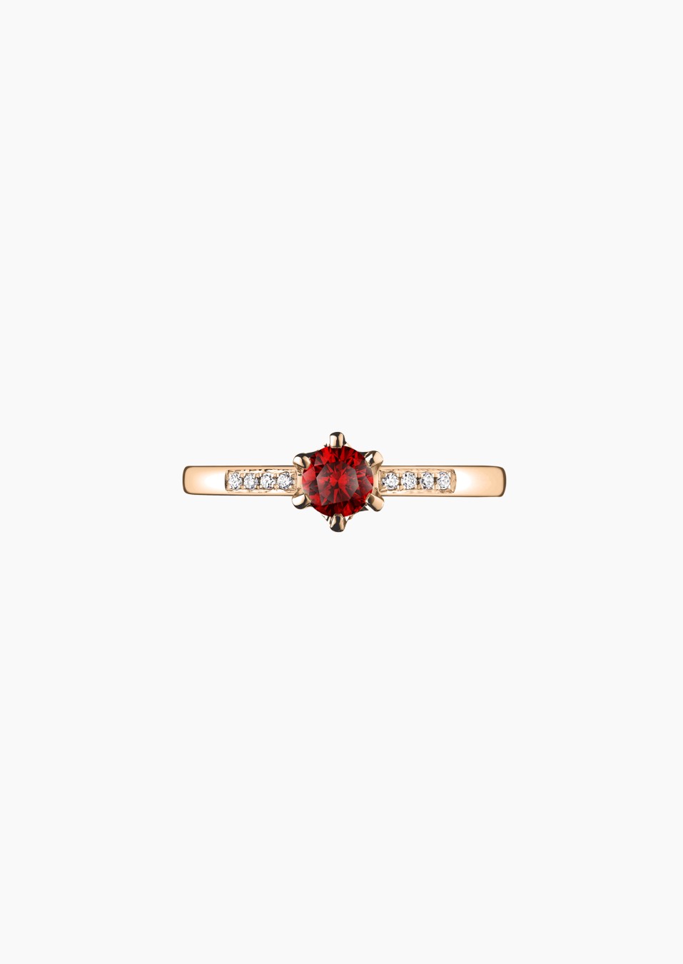 Achille solitaire ring, in 18k rose gold with ruby and diamond – Maison Lepage, French jeweler and designer since 1922.