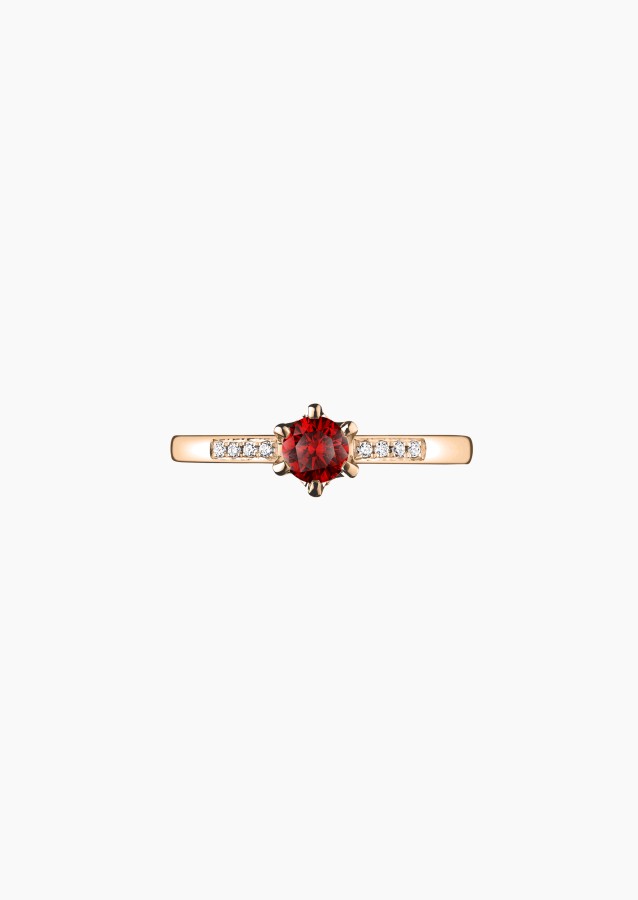 Achille solitaire ring, in 18k rose gold with ruby and diamond – Maison Lepage, French jeweler and designer since 1922.