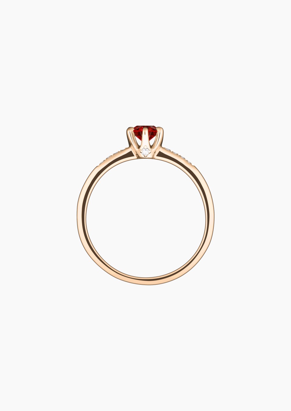 Achille solitaire ring, in 18k rose gold with ruby and diamond – Maison Lepage, French jeweler and designer since 1922.