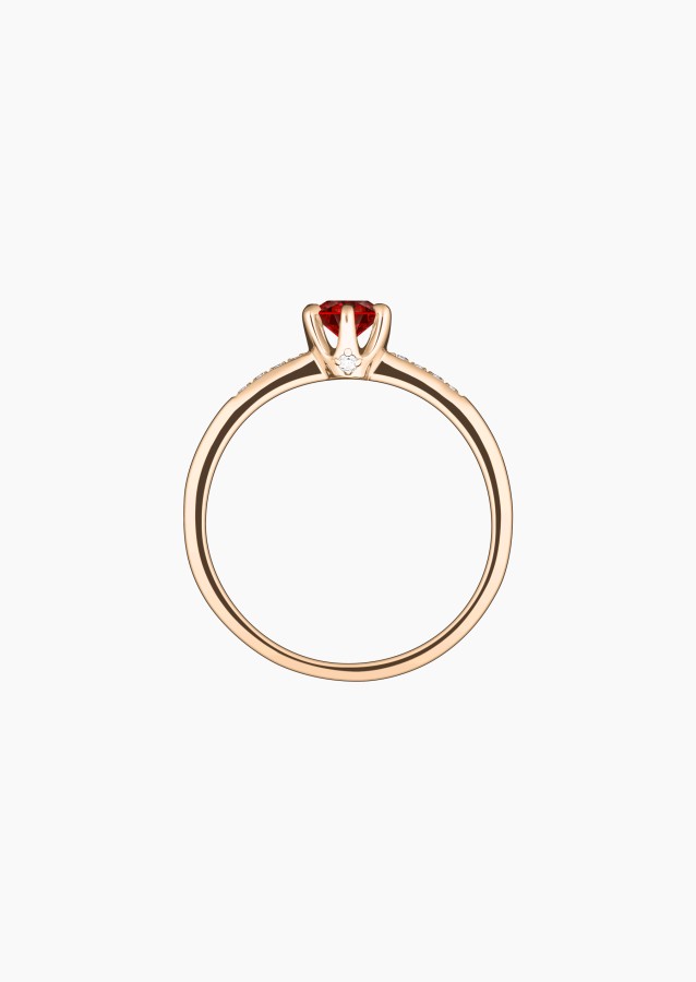 Achille solitaire ring, in 18k rose gold with ruby and diamond – Maison Lepage, French jeweler and designer since 1922.