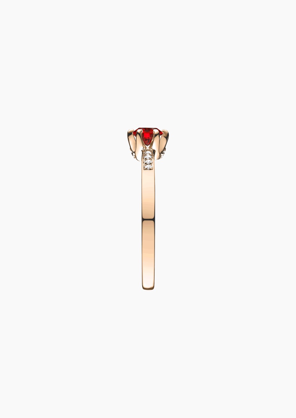 Achille solitaire ring, in 18k rose gold with ruby and diamond – Maison Lepage, French jeweler and designer since 1922.