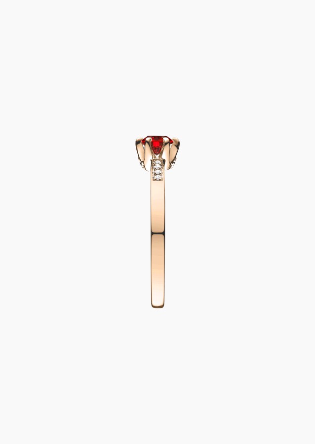 Achille solitaire ring, in 18k rose gold with ruby and diamond – Maison Lepage, French jeweler and designer since 1922.