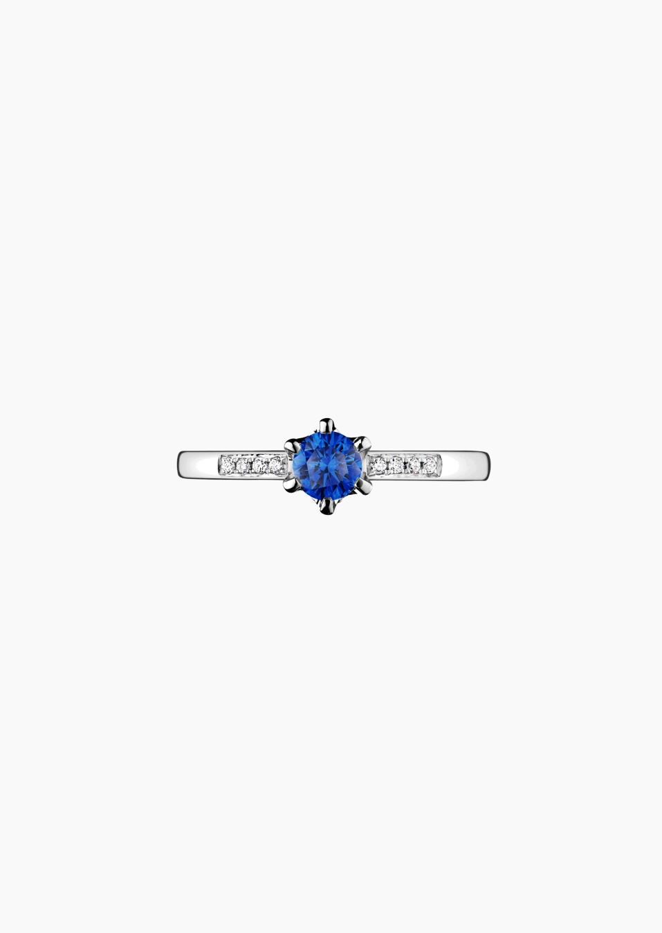 Achille solitaire ring in 18k white gold with blue sapphire and diamond – Maison Lepage, French jeweler and designer since 1922.