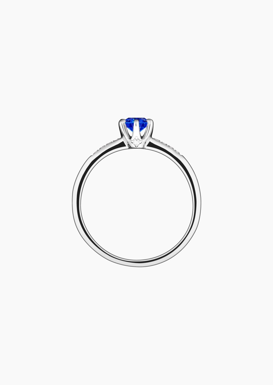 Achille solitaire ring in 18k white gold with blue sapphire and diamond – Maison Lepage, French jeweler and designer since 1922.