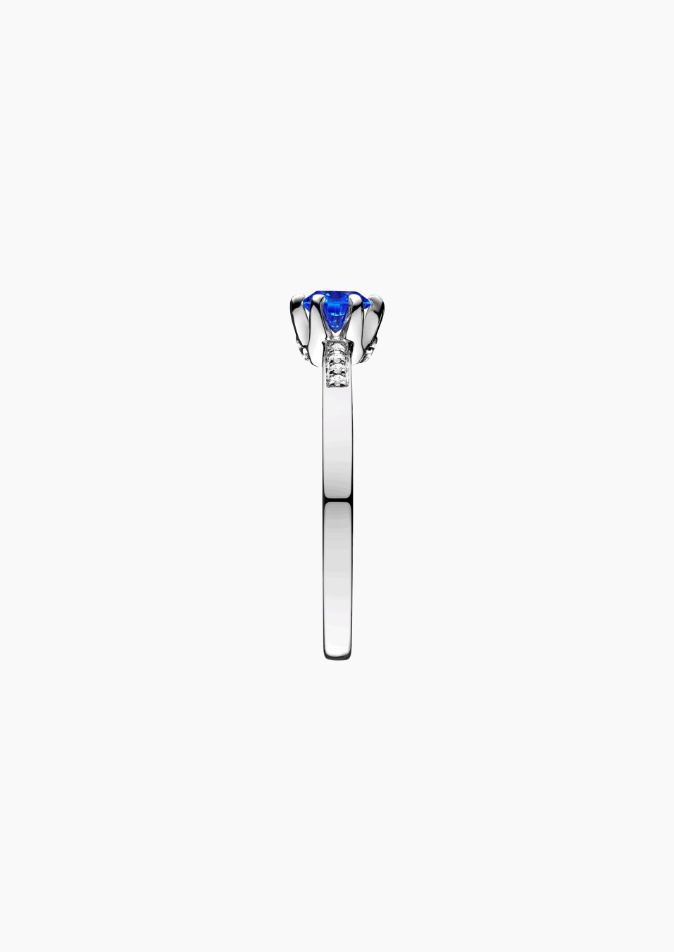 Achille solitaire ring in 18k white gold with blue sapphire and diamond – Maison Lepage, French jeweler and designer since 1922.