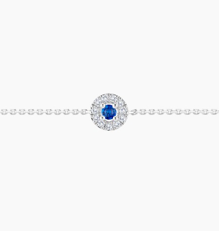 Bracelet Coquette en or blanc, saphir bleu et diamants - Maison Lepage joaillier créateur français 1922