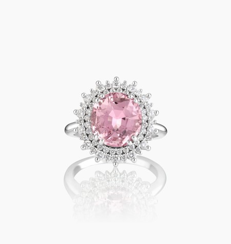 La Coquette ring in white gold, pink tourmaline and diamonds / Lepage