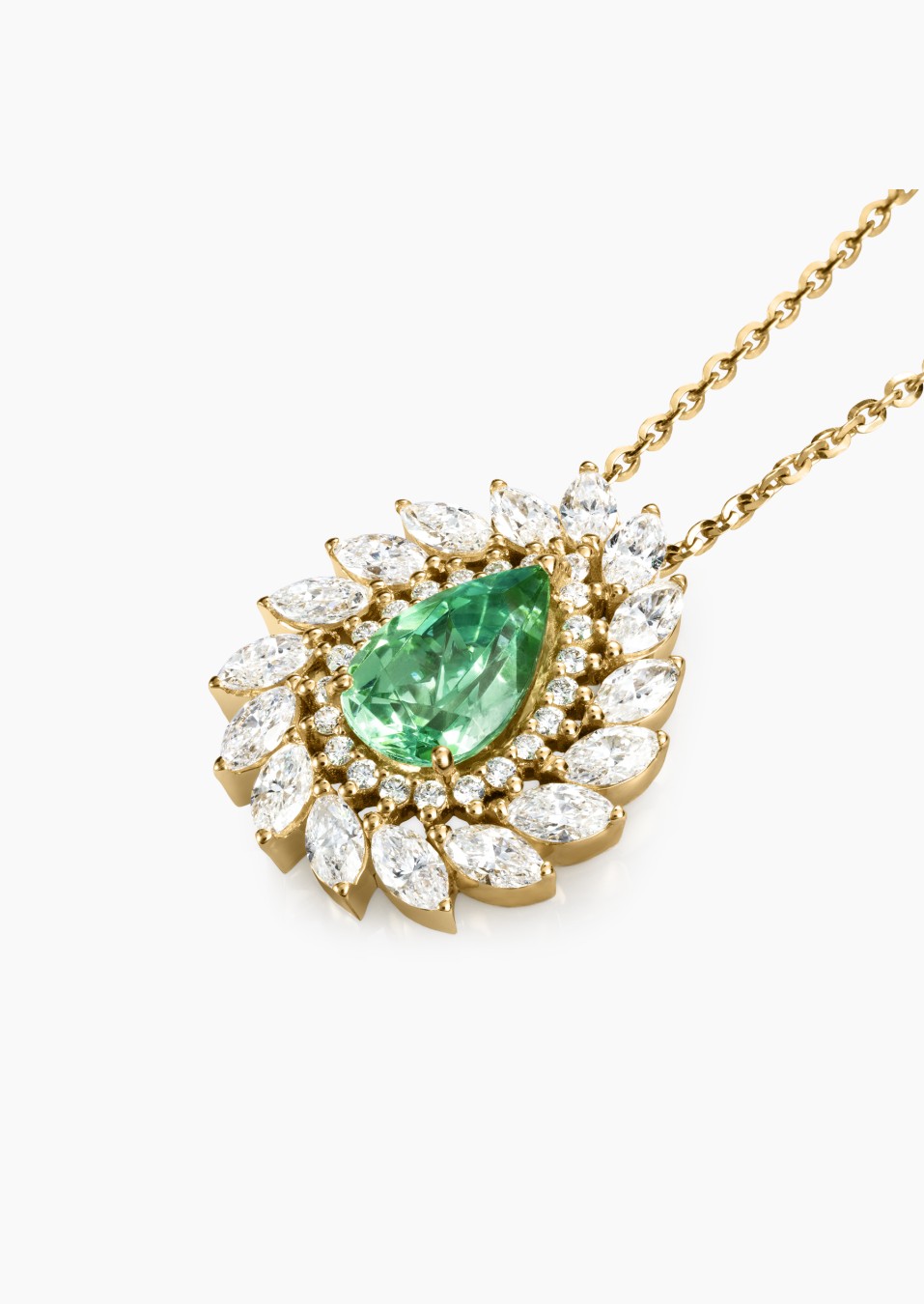 Collier Suzanne, pièce exceptionnelle en or jaune, grenat grossulaire et diamants - Maison Lepage joaillier créateur 1922 Collier Suzanne, pièce exceptionnelle en or jaune, grenat grossulaire et diamants - Maison Lepage joaillier créateur 1922