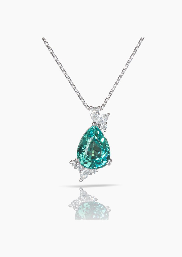 La Lagoon necklace, exceptional piece in white gold with tourmaline and diamonds – Maison Lepage, jeweler and designer since 192