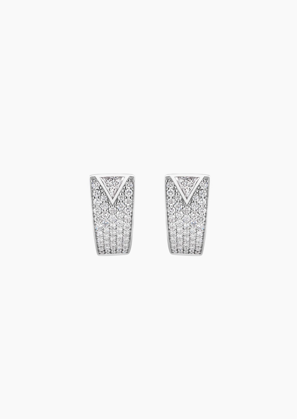 La Flamboyante earrings in white gold with triangular and brilliant-cut diamonds – Maison Lepage, French jeweler and designer.