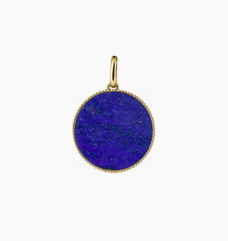 
                                                                                    Médaille Colette Lune Perlée 15 mm en or jaune et lapis lazuli - Maison Lepage joaillier créateur français 1922
                                                                            