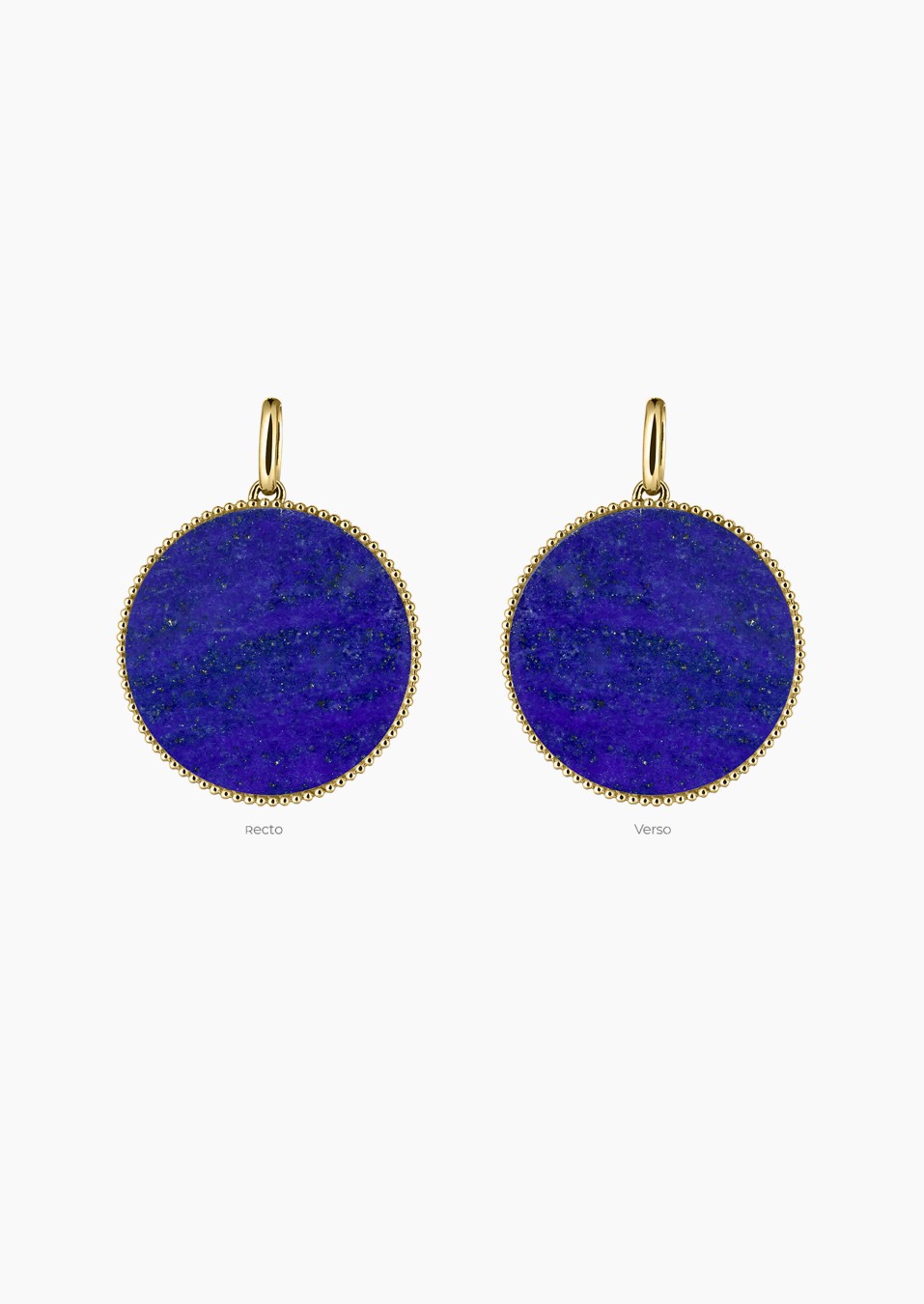 Colette Lune Perlée medal in yellow gold with lapis lazuli – Maison Lepage, French jeweler and designer since 1922.