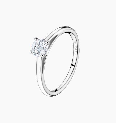 1922 solitaire ring, engagement ring in 18k white gold with brilliant-cut diamond – Maison Lepage, French jeweler and designer s