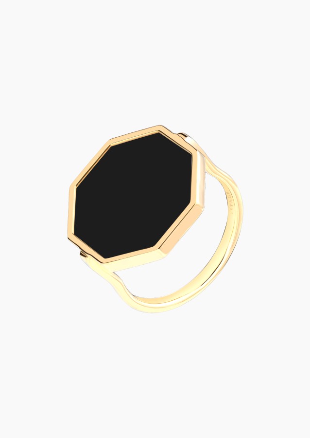 Octo ring in yellow gold and onyx – Maison Lepage, French jeweler and designer since 1922.