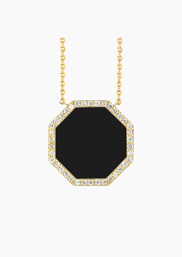 Octo necklace in yellow gold with onyx and diamonds – Maison Lepage, French jeweler and designer since 1922.