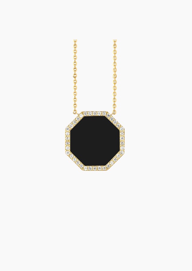 Octo necklace in yellow gold with onyx and diamonds – Maison Lepage, French jeweler and designer since 1922.