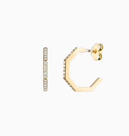 Octo open hoop earrings in yellow gold and diamonds – Maison Lepage, French jeweler and designer since 1922.