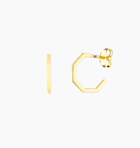 Octo open hoop earrings, small model, in yellow gold – Maison Lepage, French jeweler and designer since 1922.