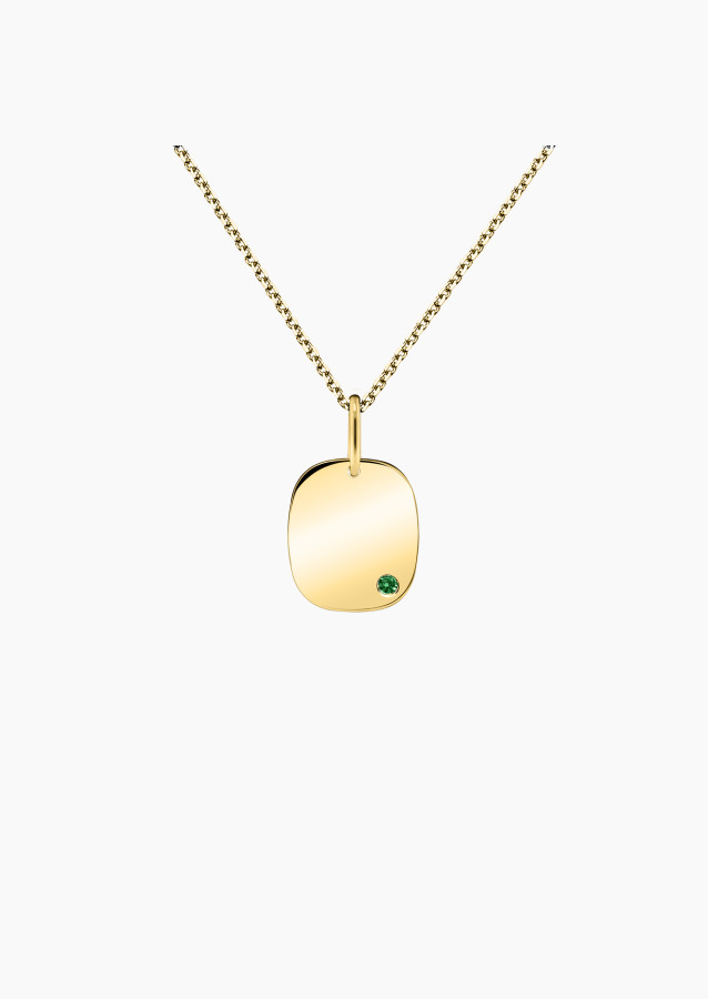 Coussin medal in yellow gold with tsavorite – Maison Lepage, French jeweler and designer since 1922.