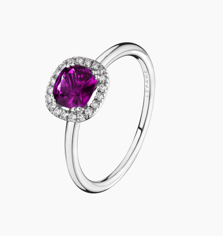 Lily Rose ring in white gold, purple garnet and diamonds – Maison Lepage, French jeweler and designer since 1922.