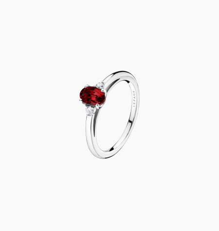 
                                                                                    Roméo ring in white gold, oval red garnet and diamonds – Maison Lepage, French jeweler and designer since 1922.
                                                                            