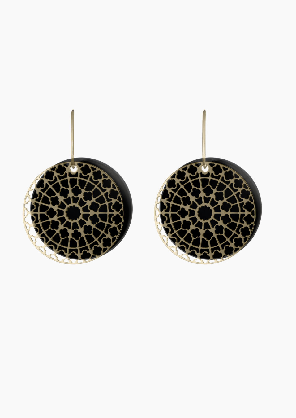 Jeton Colette en onyx noir pour boucles d'oreilles Notre Dame en or - Maison Lepage joaillier créateur français 1922