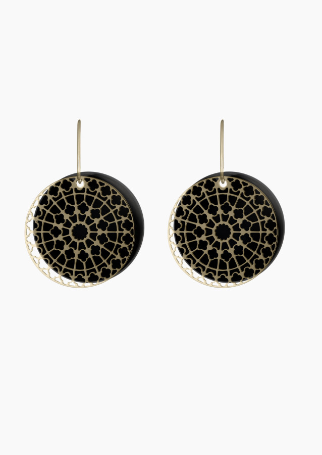 Jeton Colette en onyx noir pour boucles d'oreilles Notre Dame en or - Maison Lepage joaillier créateur français 1922