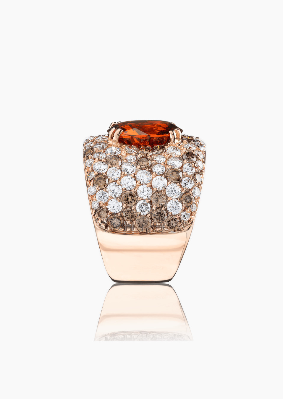 Bague L'Ardente, pièce exceptionnelle en or rose, grenat mandarin et diamants - Maison Lepage joaillier créateur français 1922 Bague L'Ardente, pièce exceptionnelle en or rose, grenat mandarin et diamants - Maison Lepage joaillier créateur français 1922