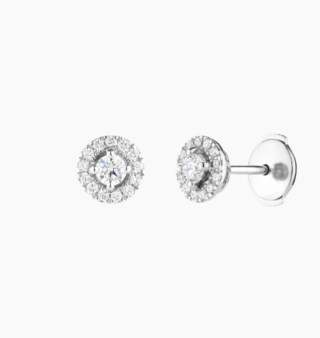 Boucles d'oreilles Victoria en or blanc et diamants - Maison Lepage joaillier créateur français