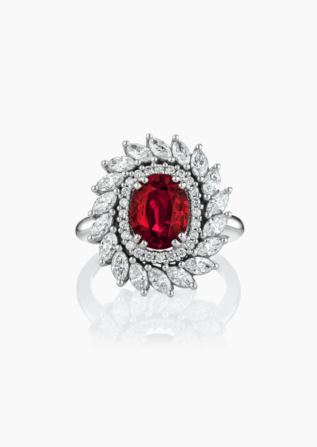 
                                                                                    L’Incandescente ring in white gold, oval ruby and diamonds – Maison Lepage, French jeweler and designer since 1922.
                                                                            