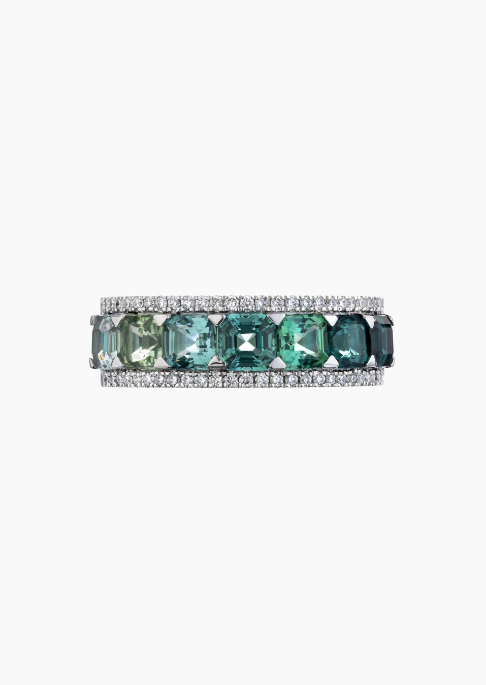 Lagoon ring in white gold, green and blue tourmalines and diamonds | Lepage jewelry creator since 1922
