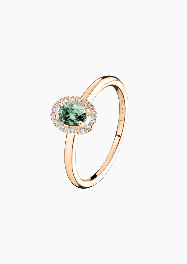 Bague Antoinette - Saphir vert et diamants - or rose