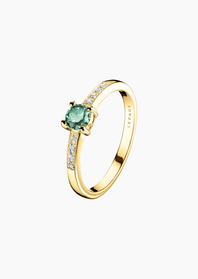 Aristide solitaire ring in green sapphire and diamonds | Lepage fine jewelry