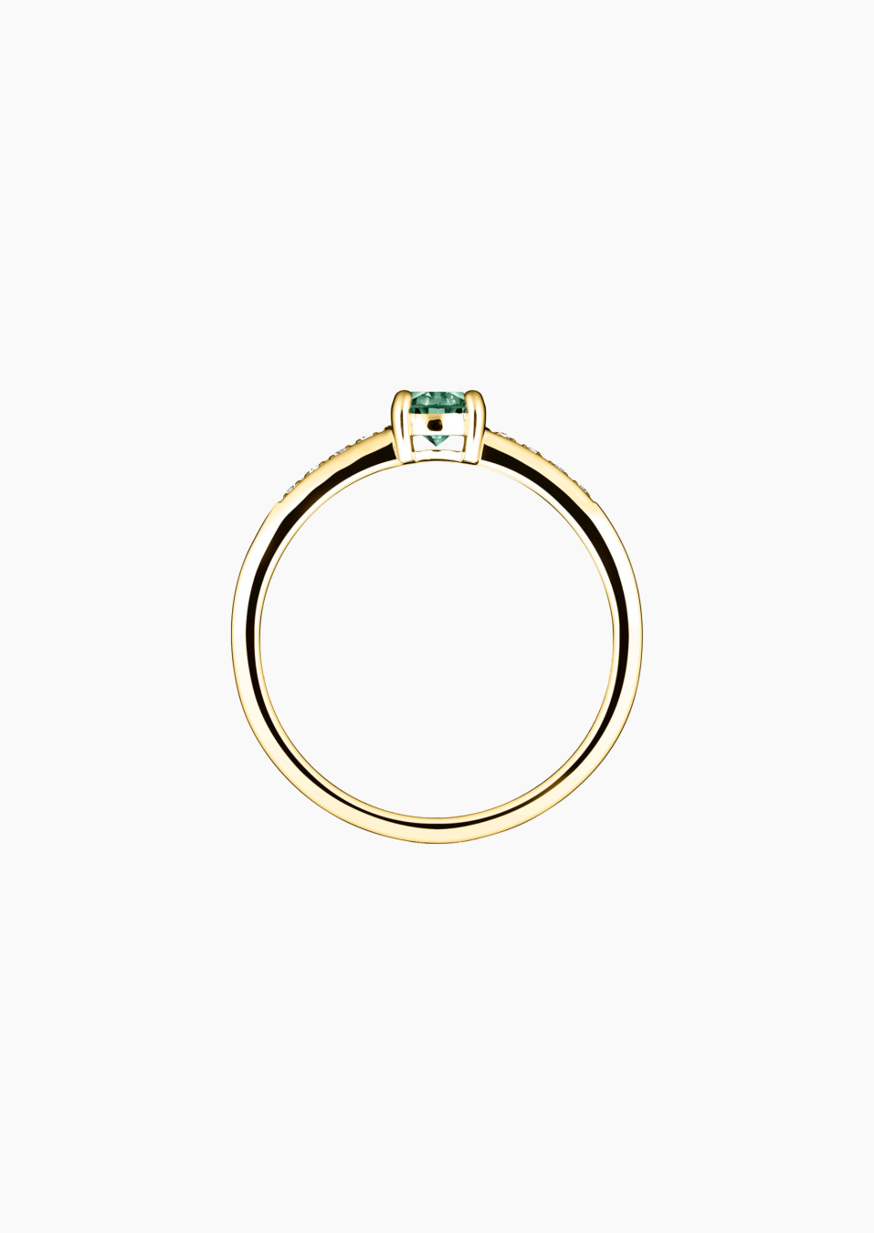 Solitaire Aristide - Saphir vert et diamants - or jaune