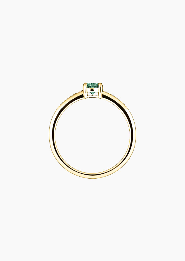 Solitaire Aristide - Saphir vert et diamants - or jaune