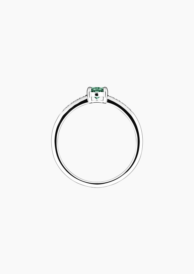 Solitaire Aristide - Saphir vert et diamants - or blanc