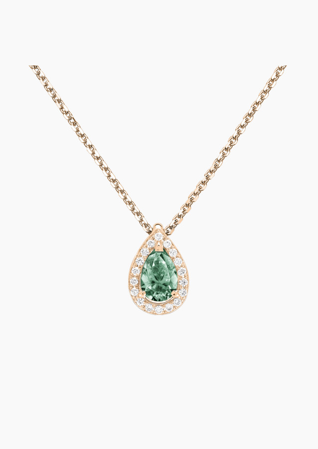 Collier Marceau - Saphir vert et diamants - or rose