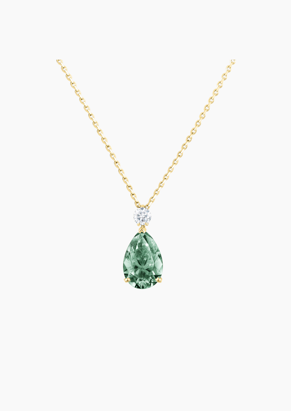 Collier Jacques - Saphir vert et diamant - or jaune