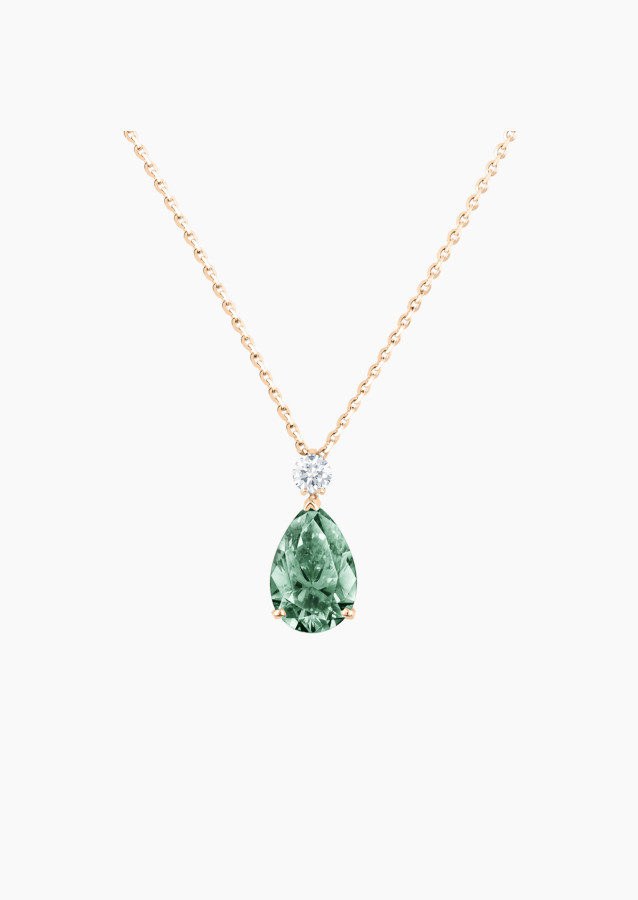 Collier Jacques - Saphir vert et diamant - or rose