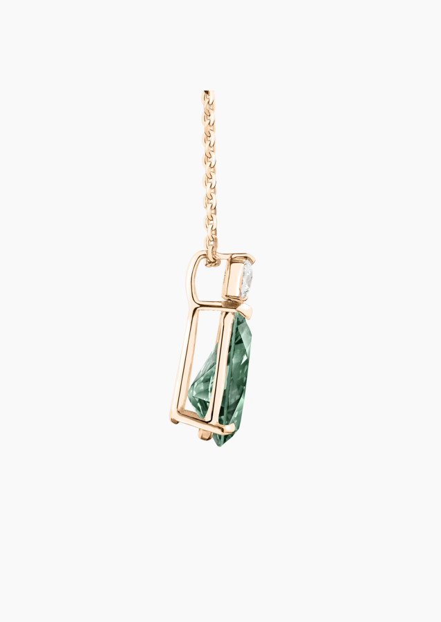 Collier Jacques - Saphir vert et diamant - or rose