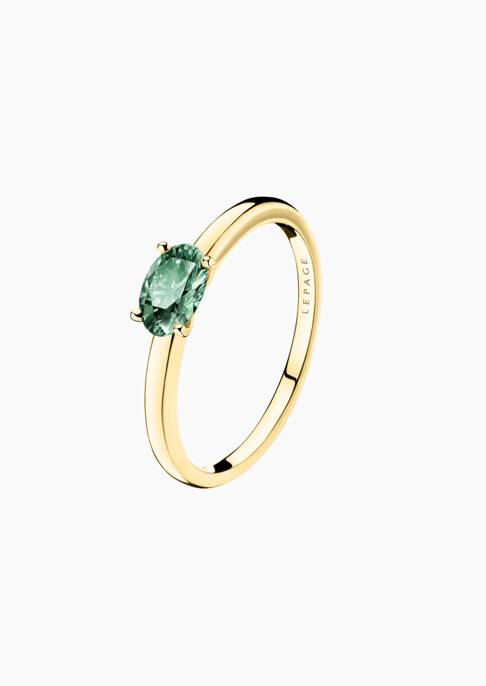 Solitaire Emotion - Saphir vert - Or jaune