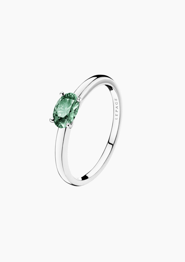 Solitaire Emotion - Saphir vert - Or blanc