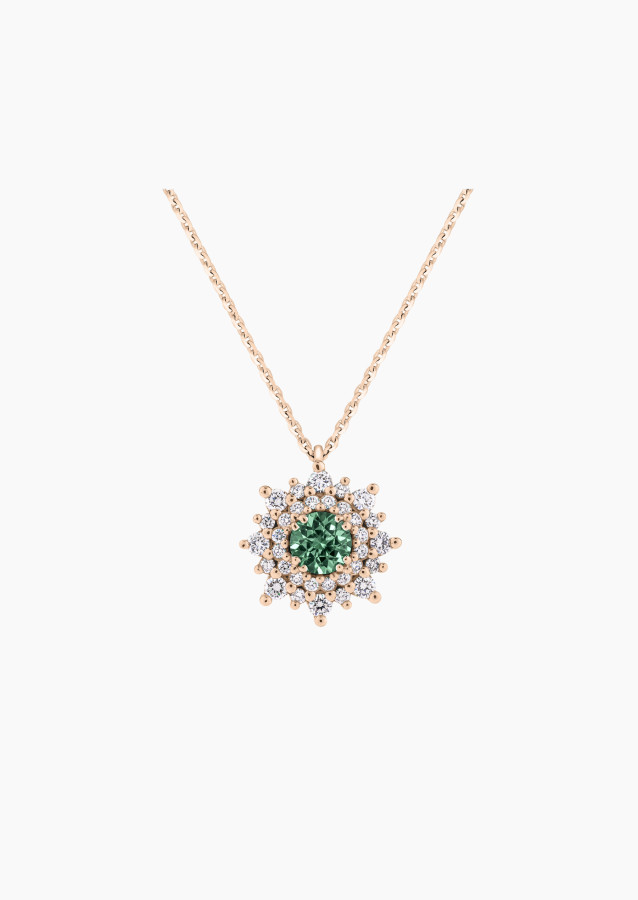 
                                                                                    Dentelle necklace in rose gold, green sapphire and diamonds
                                                                            
